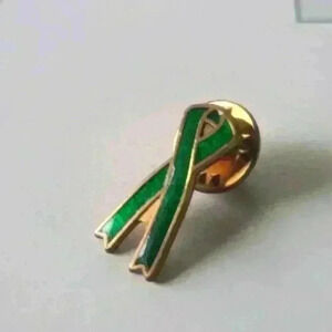 Green Ribbon Enamel Pin Hat Tie  Lapel Pinback Collectible